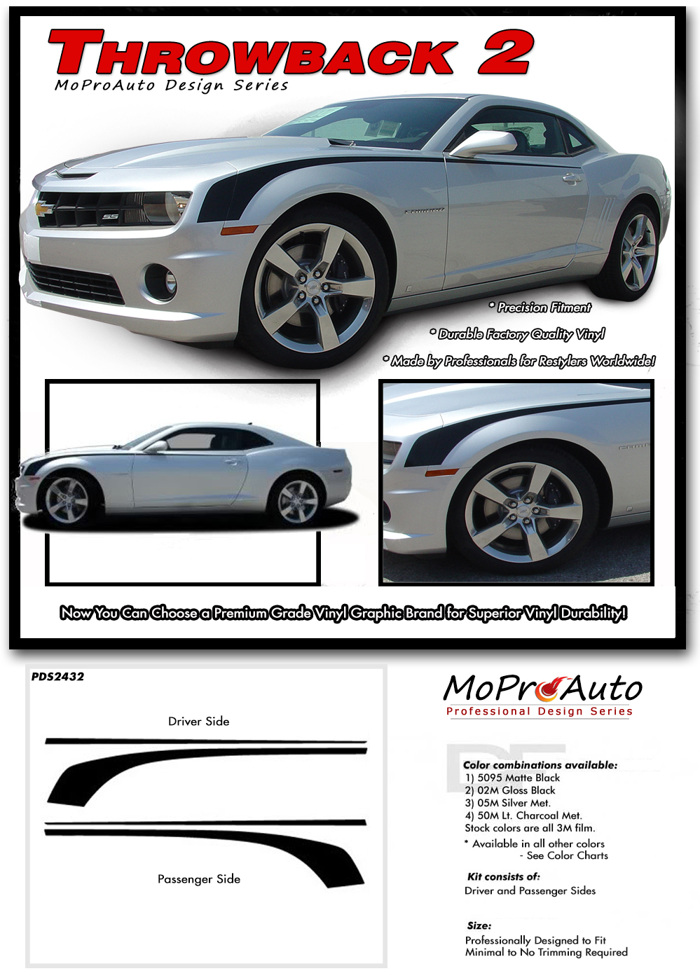2014-2015 Throwback Chevy Camaro Vinyl Graphics Kits, Decals, Stripes by MoProAuto