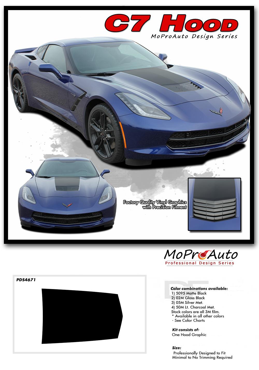 Chevy Corvette C7 Vinyl Graphics Stripes Striping and Decal Kits for 2014 2015 2016 2017 2018 2019 Models