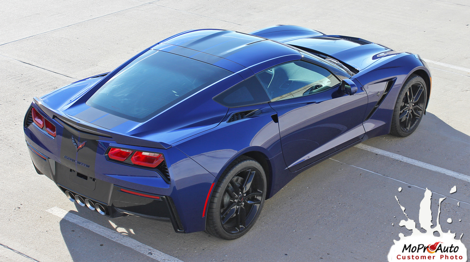 Chevy Corvette C7 Hood Blackout Vinyl Graphics Stripes Striping and Decal Kits for 2014 2015 2016 2017 2018 2019 Models