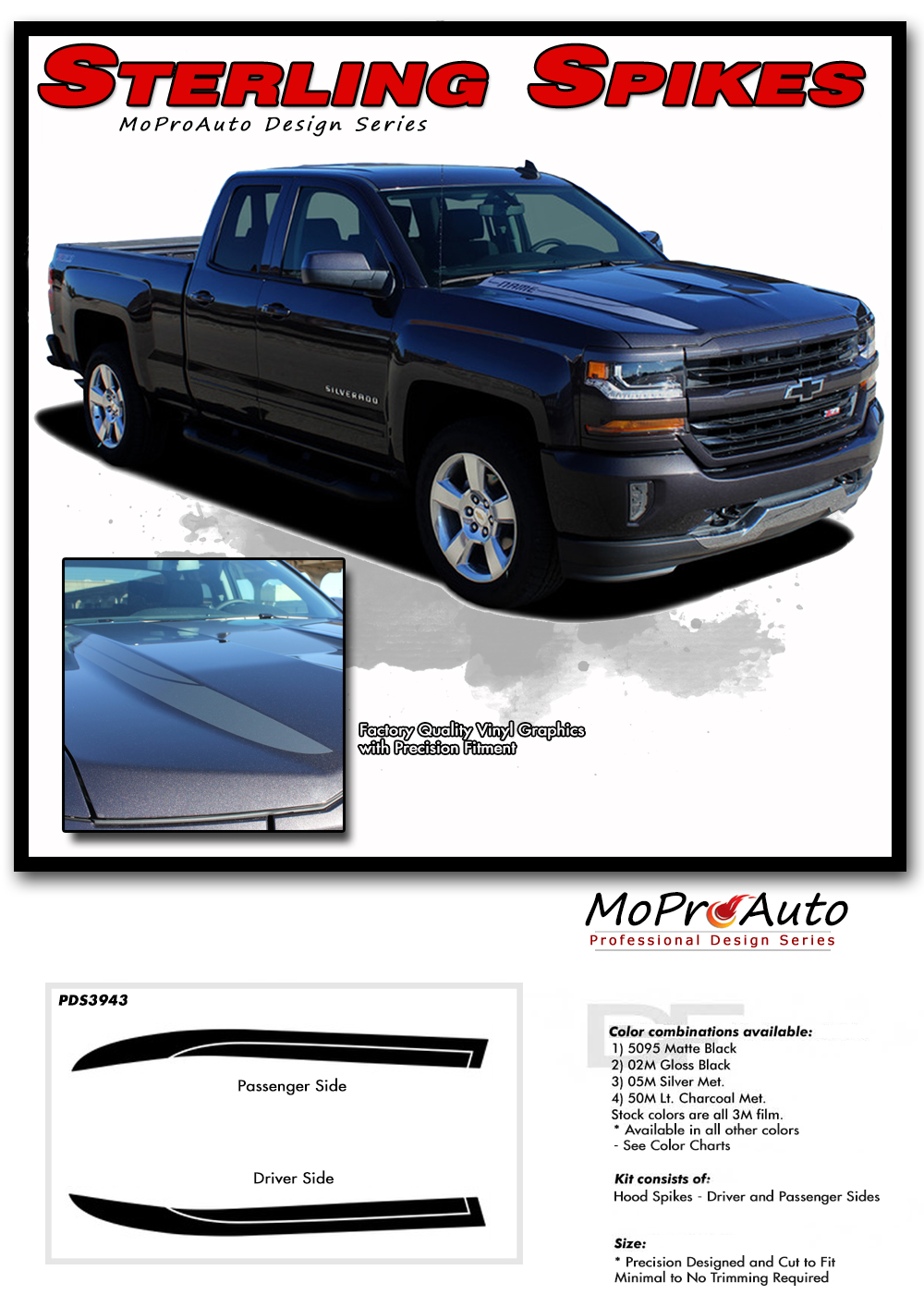 CHEVY SILVERADO SPIKES - MoProAuto Pro Design Series Vinyl Graphics, Stripes and Decals Kit