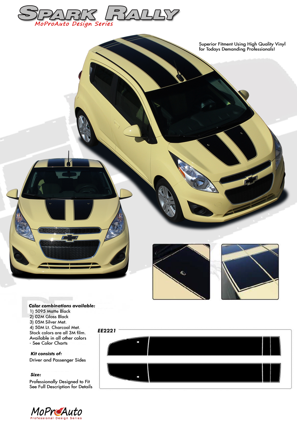 Chevy Spark Rally Racing Vinyl Graphics, Stripes and Decals Set