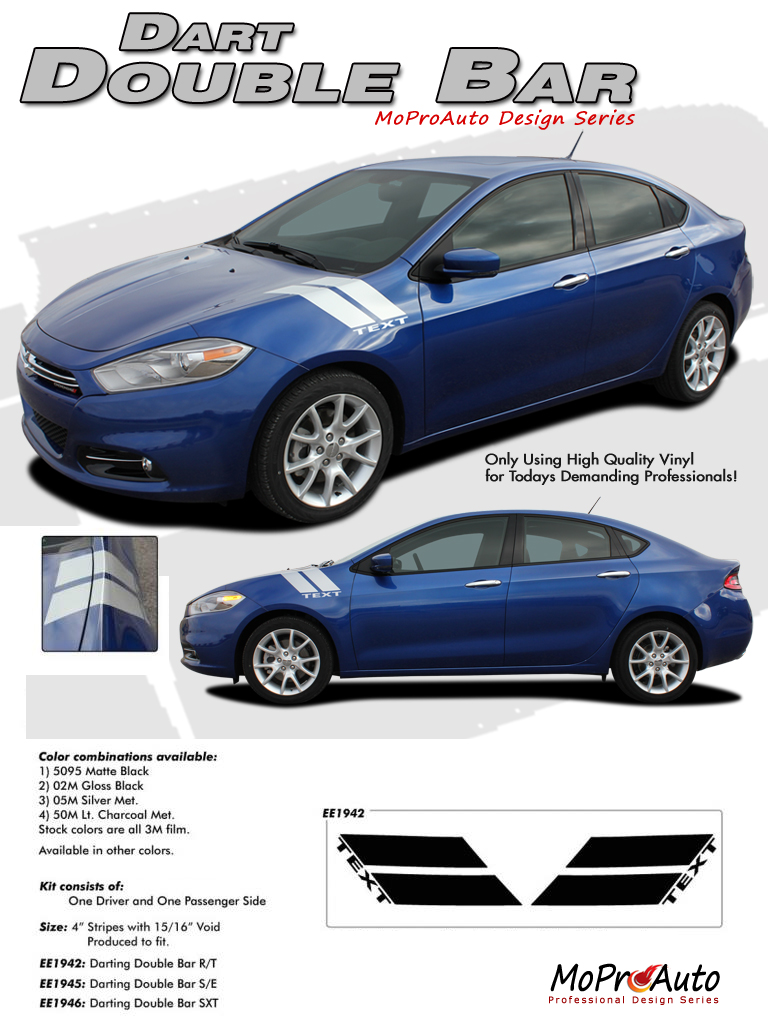 Dodge Dart Hash DOUBLE BAR Vinyl Graphics, Stripes and Decals Kit