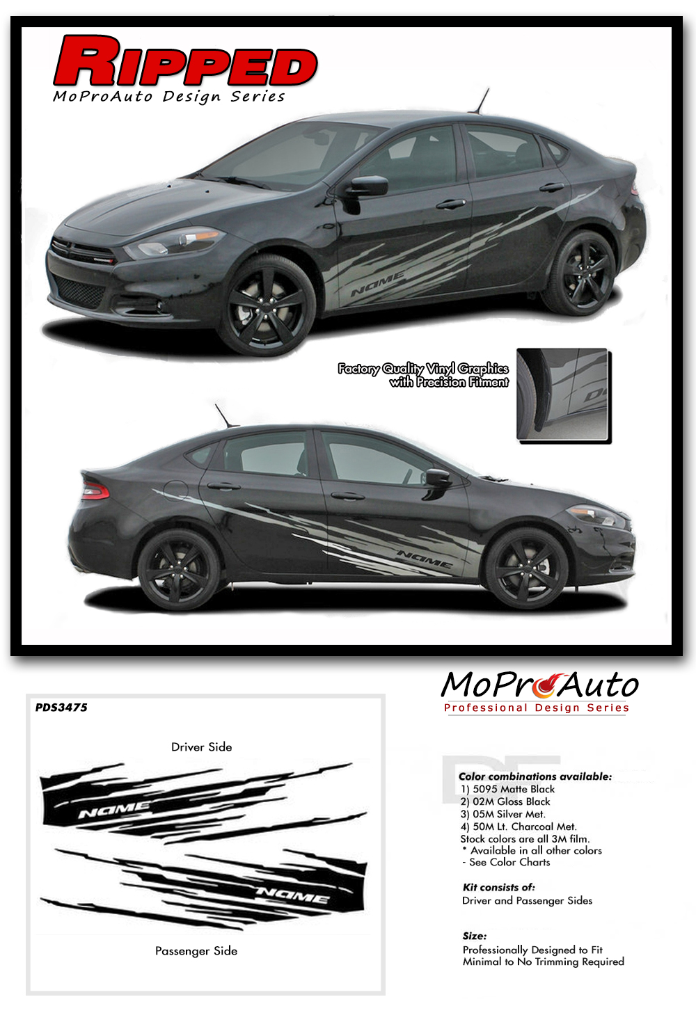 Dodge Dart RIPPED Vinyl Graphics, Stripes and Decals Kit