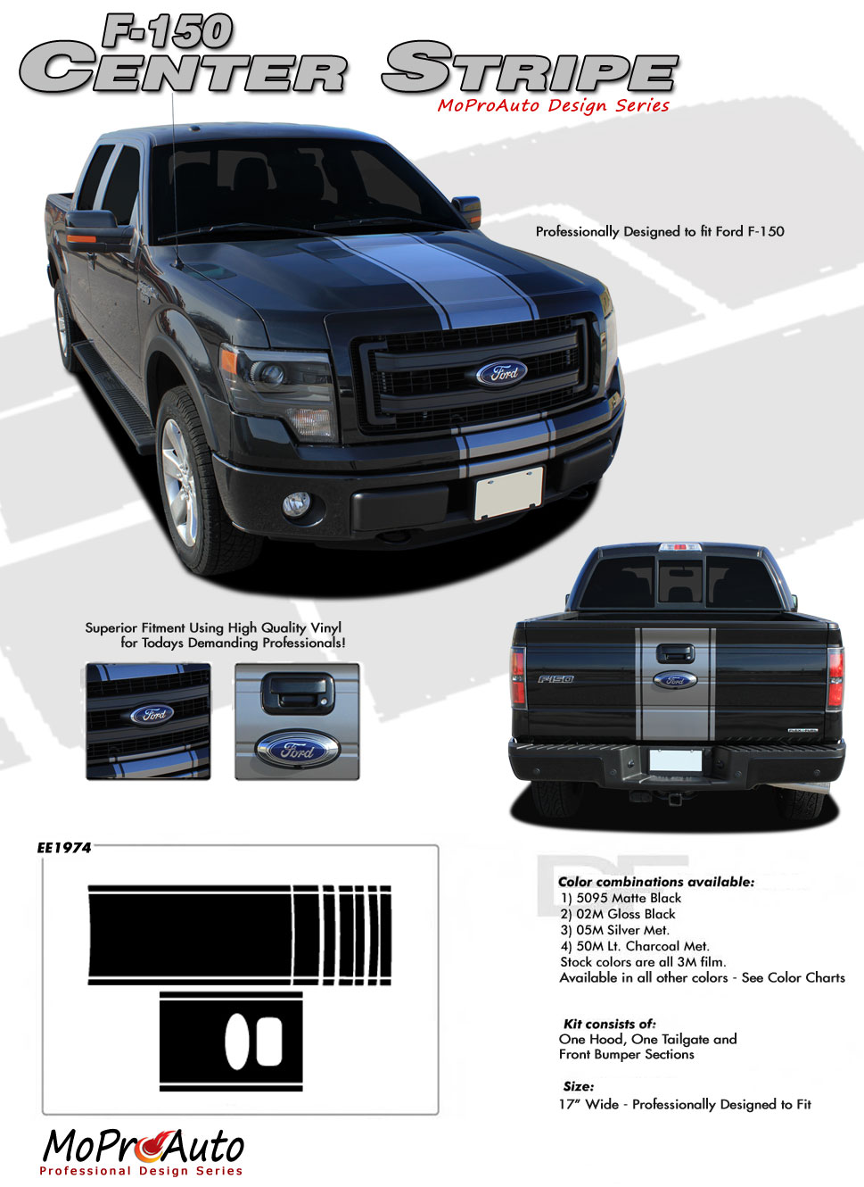 Ford F-Series F-150 - MoProAuto Pro Design Series Vinyl Graphics and Decals Kit
