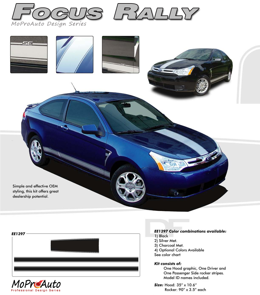 FOCUSED RALLY FORD FOCUS - MoProAuto Pro Design Series Vinyl Graphics and Decals Kit