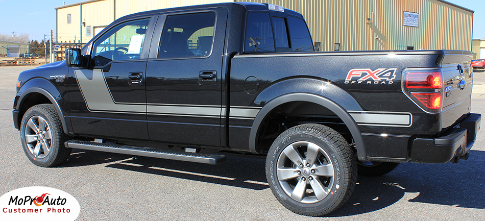 Force Two Solid Ford F-Series F-150 Hockey Stick Appearance Package Vinyl Graphics and Decals Kit by MoProAuto Pro Design Series