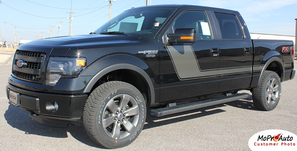 Force Two Solid Ford F-Series F-150 Hockey Stick Appearance Package Vinyl Graphics and Decals Kit by MoProAuto Pro Design Series