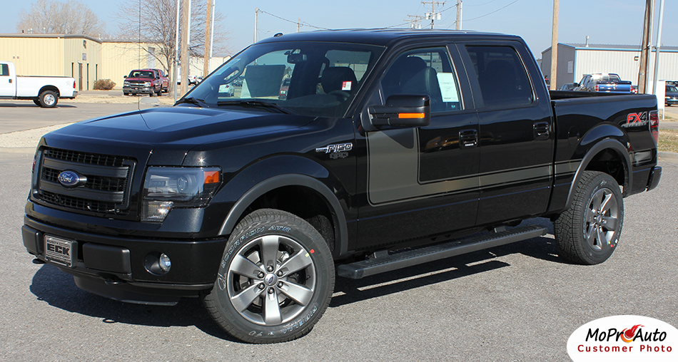 2015, 2016, 2017, 2018, 2019, 2020 Force One Solid Ford F-Series F-150 Hockey Stick Appearance Package Vinyl Graphics and Decals Kit by MoProAuto Pro Design Series
