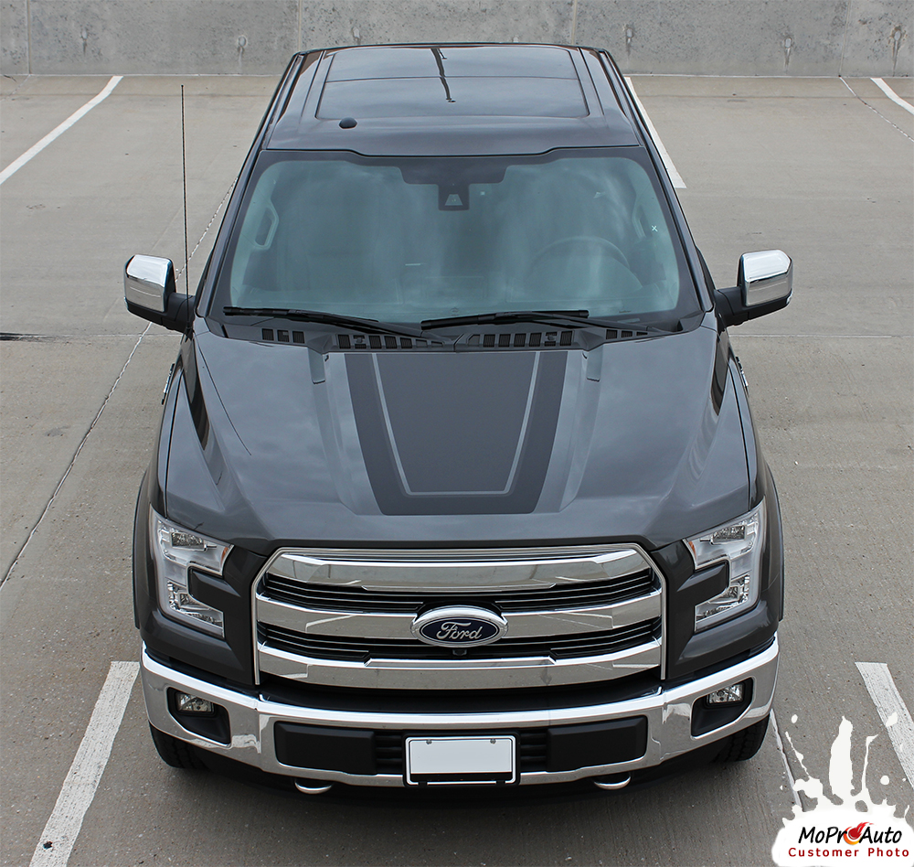 2015, 2016, 2017, 2018, 2019, 2020 Ford F-Series F-150 Vinyl Graphics Stripes and Decals Kit Tremor FX Appearance Package Hood by MoProAuto Pro Design Series
