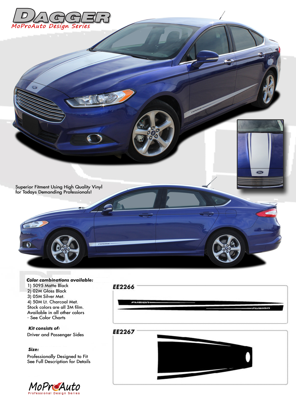 Ford Fusion Vinyl Graphics, Stripes and Decals Set