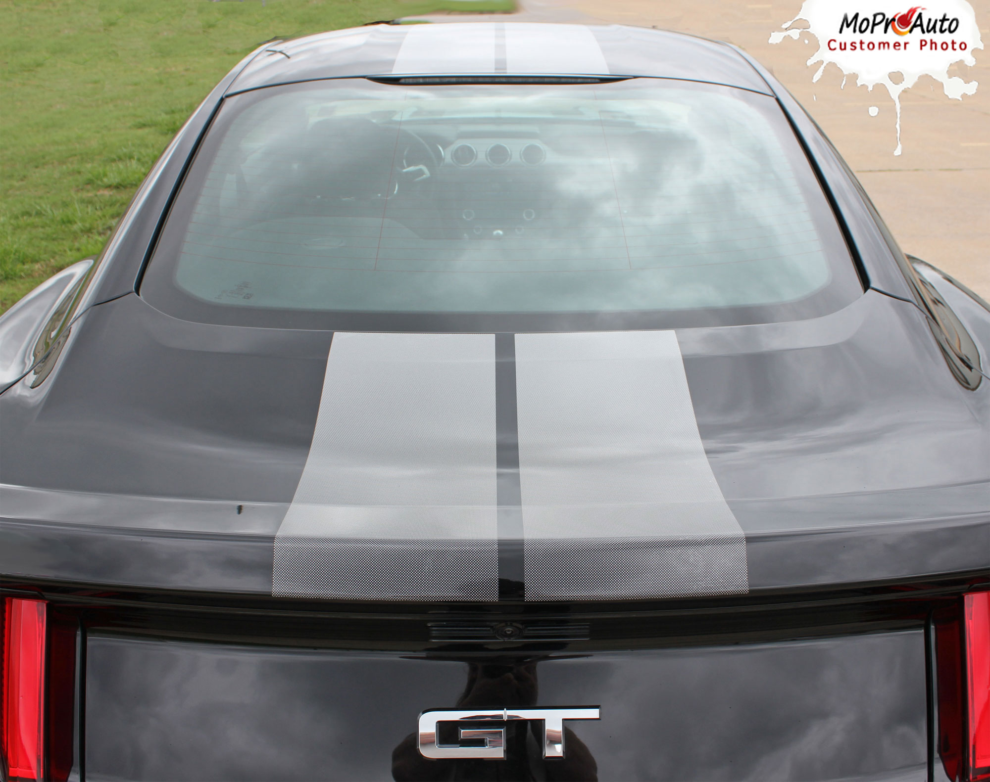 2015 2016 2017 Ford Mustang Fade Rally Faded Racing Stripes Ebony Racing Striping Silver Vinyl Graphics Decals