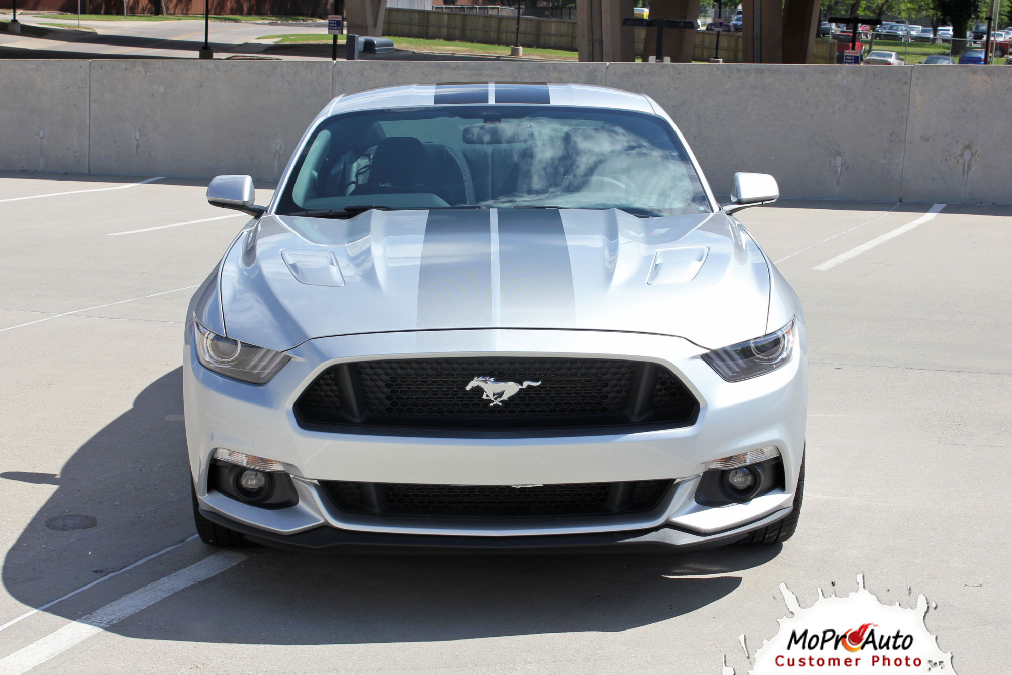2015 2016 2017 Ford Mustang Fade Rally Faded Racing Stripes Ebony Racing Striping Silver Vinyl Graphics Decals