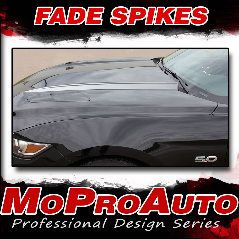 2015 2016 2017 Ford Mustang Fade Rally Faded Racing Hood Spears Stripes Ebony Racing Striping Silver Vinyl Graphics Decals