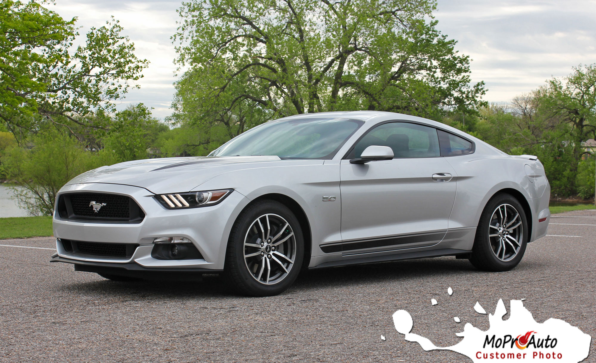 2015 2016 2017 2018 2019 2020 2021 2022 Ford Mustang Fade Rally Faded Racing Lower Rocker Panel Door Spears Stripes Ebony Racing Striping Silver Vinyl Graphics Decals