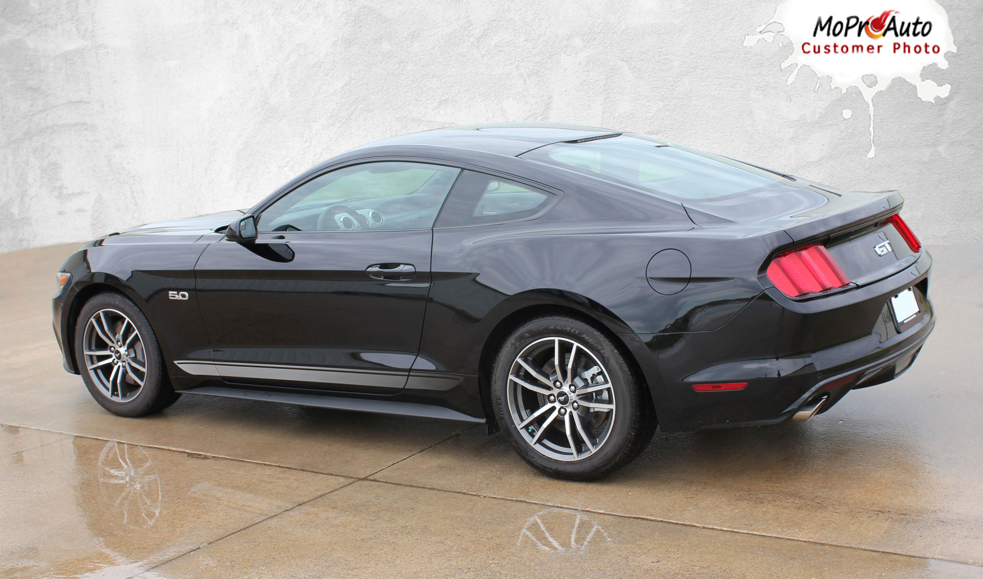 2015 2016 2017 2018 2019 2020 2021 2022 Ford Mustang Fade Rally Faded Racing Lower Rocker Panel Door Spears Stripes Ebony Racing Striping Silver Vinyl Graphics Decals