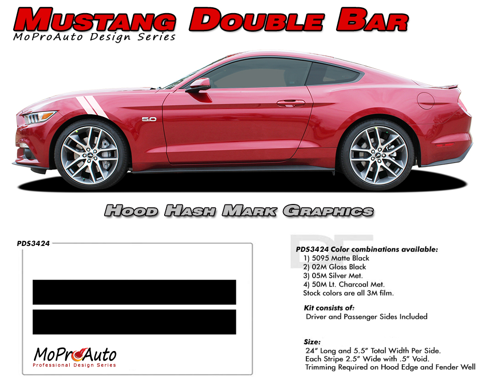 2015 2016 2017 2018 2019 2020 2021 2022 MUSTANG DOUBLE BAR Ford Mustang - MoProAuto Pro Design Series Vinyl Graphics and Decals Kit