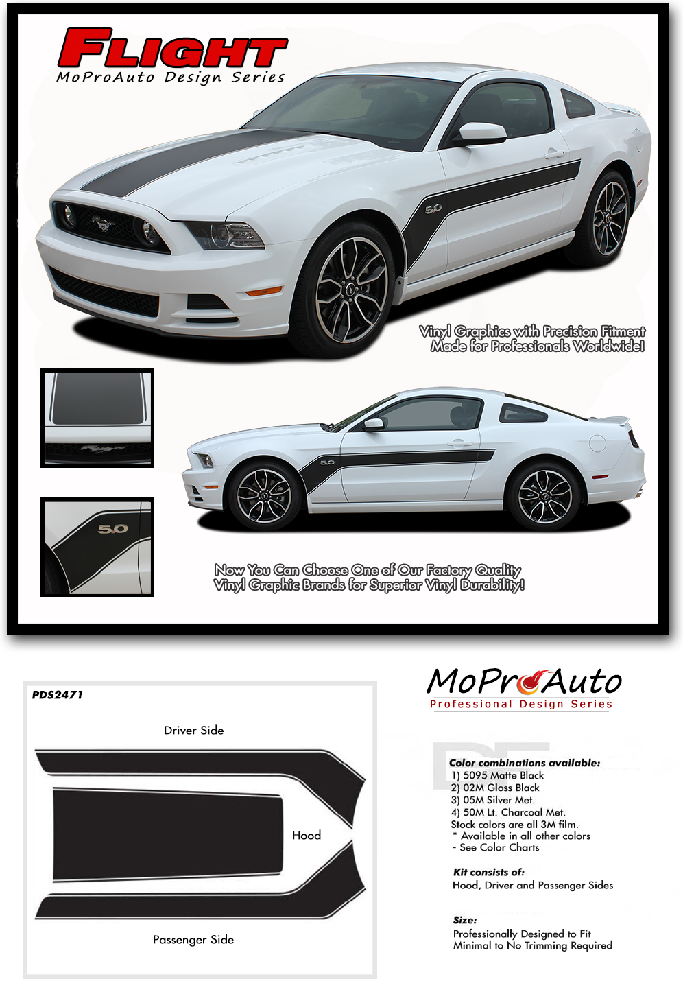 FLIGHT Ford Mustang - MoProAuto Pro Design Series Vinyl Graphics, Stripes and Decals Kit