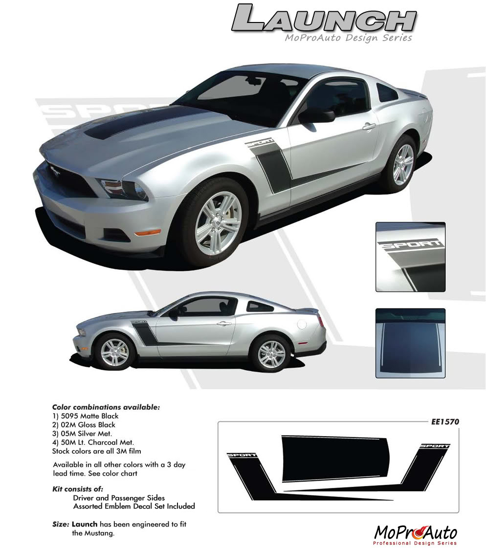 LAUNCH Hockey Stick Style Ford Mustang - MoProAuto Pro Design Series Vinyl Graphics and Decals Kit