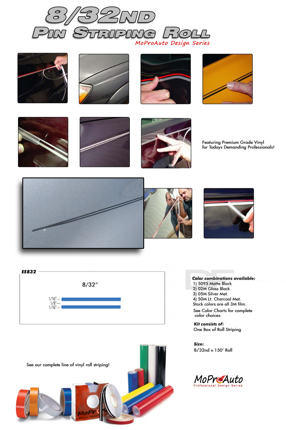 Professional Vinyl Pin Striping Rolls for Automotive Cars and Trucks