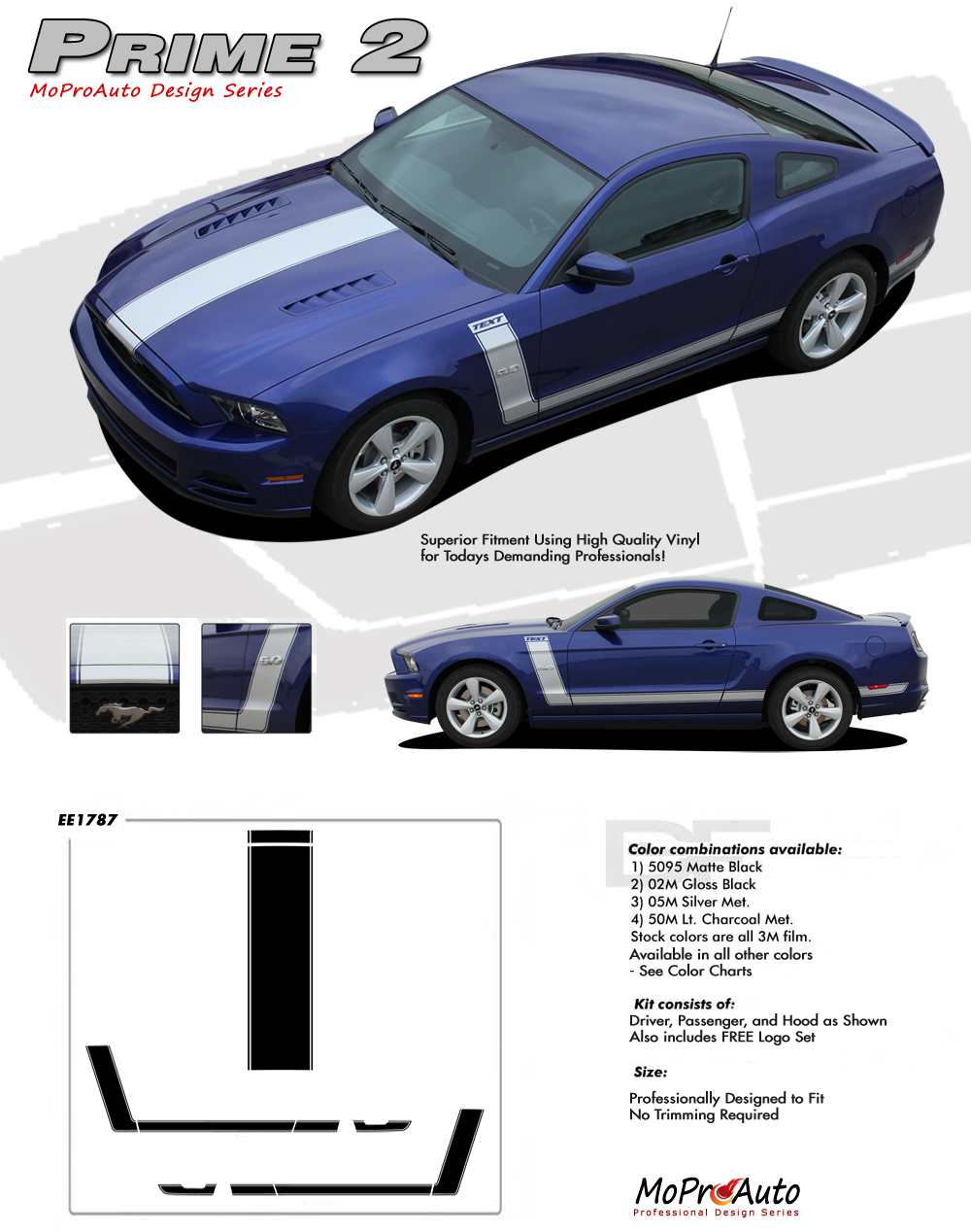 PRIME 2 Ford Mustang - MoProAuto Pro Design Series Vinyl Graphics, Stripes and Decals Kit