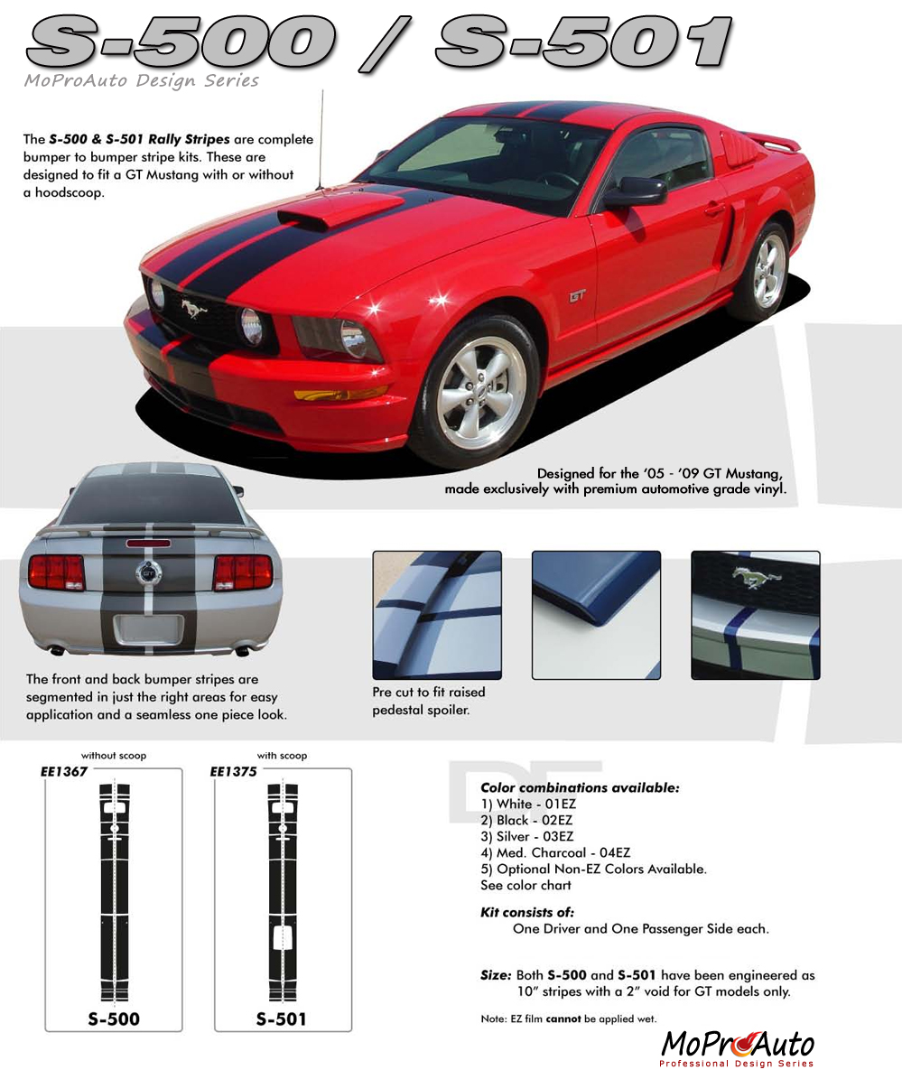 S500 GT Ford Mustang - MoProAuto Pro Design Series Vinyl Graphics and Decals Kit