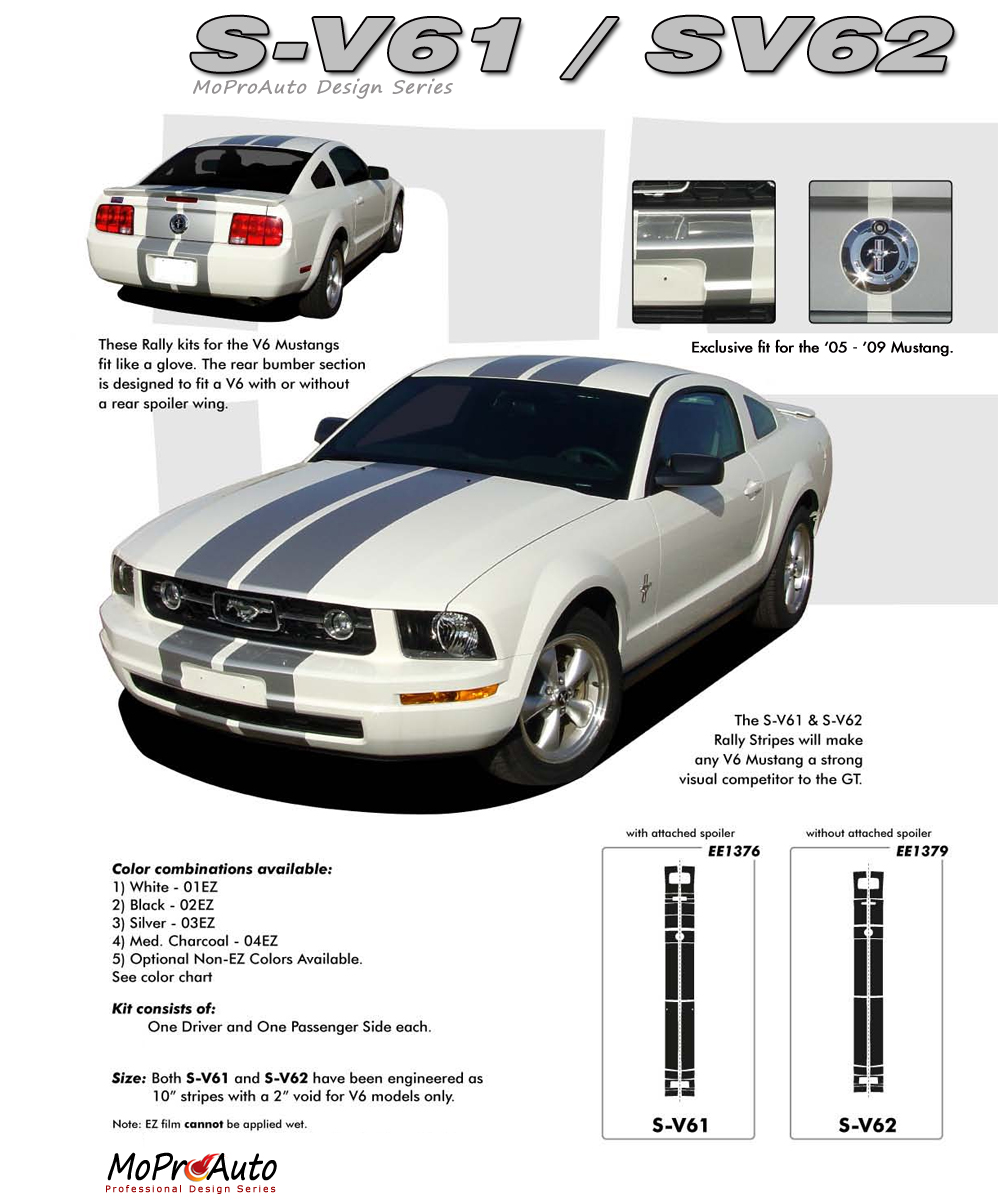 S-V61 V6 Ford Mustang - MoProAuto Pro Design Series Vinyl Graphics and Decals Kit