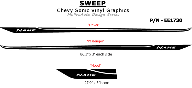 Sweep Chevy Sonic Vinyl Graphics, Stripes and Decals Set by MoProAuto