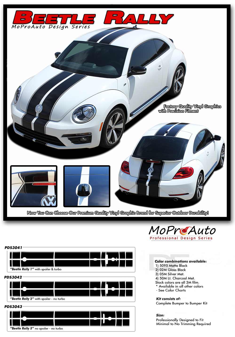 Volkswagen Beetle Racing Stripes - MoProAuto Pro Design Series Vinyl Graphics and Decals Kit