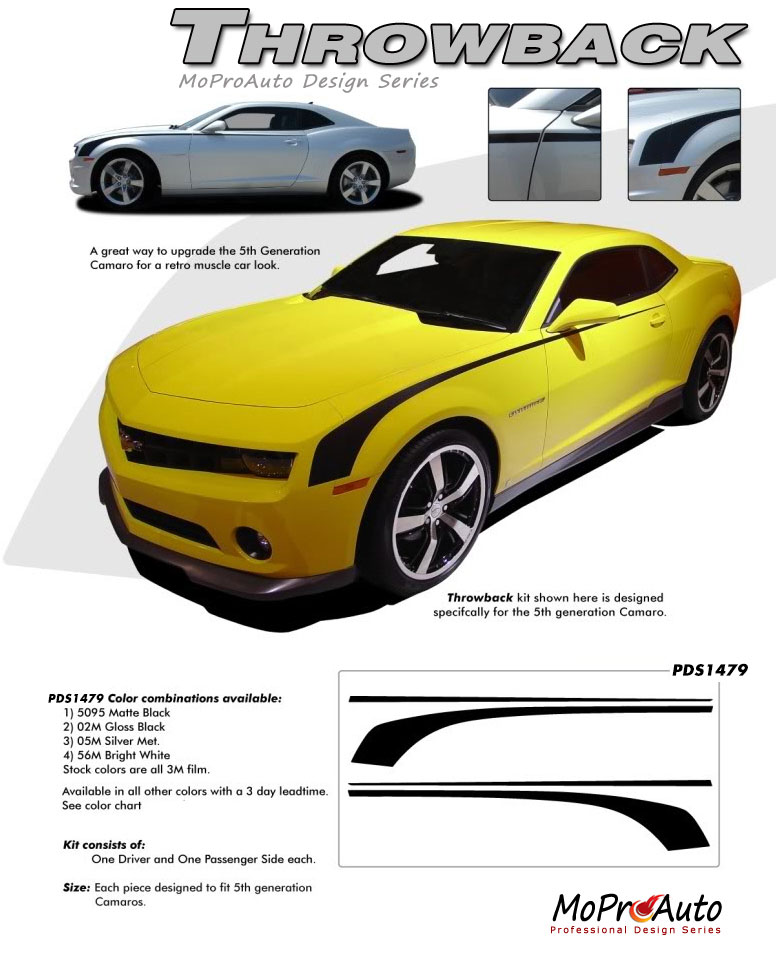 Chevy Camaro THROWBACK Hockey Stick Style Vinyl Graphics, Stripes and Decals Set