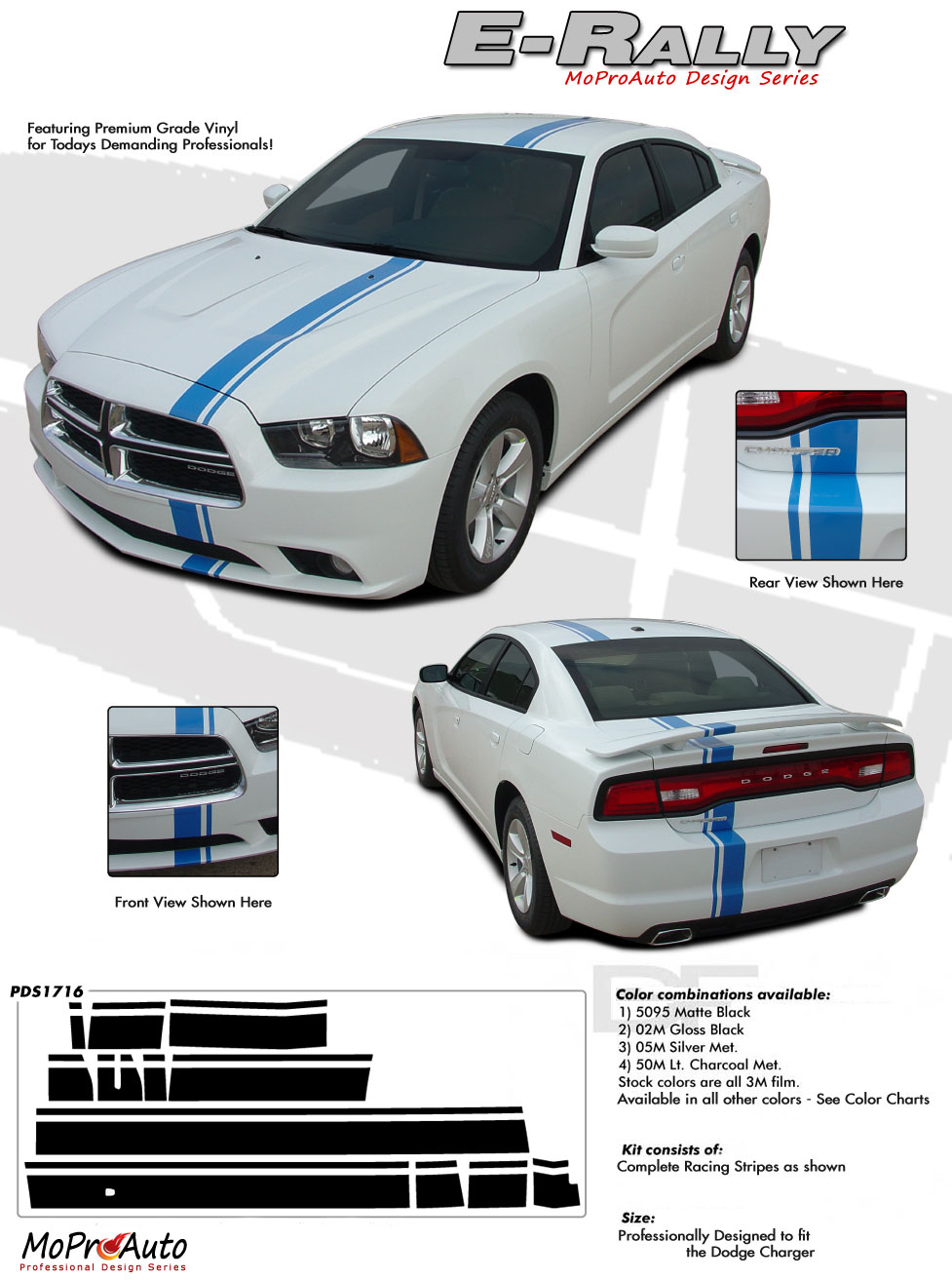 Dodge Charger E RALLY STRIPE Vinyl Graphics, Stripes and Decals Set