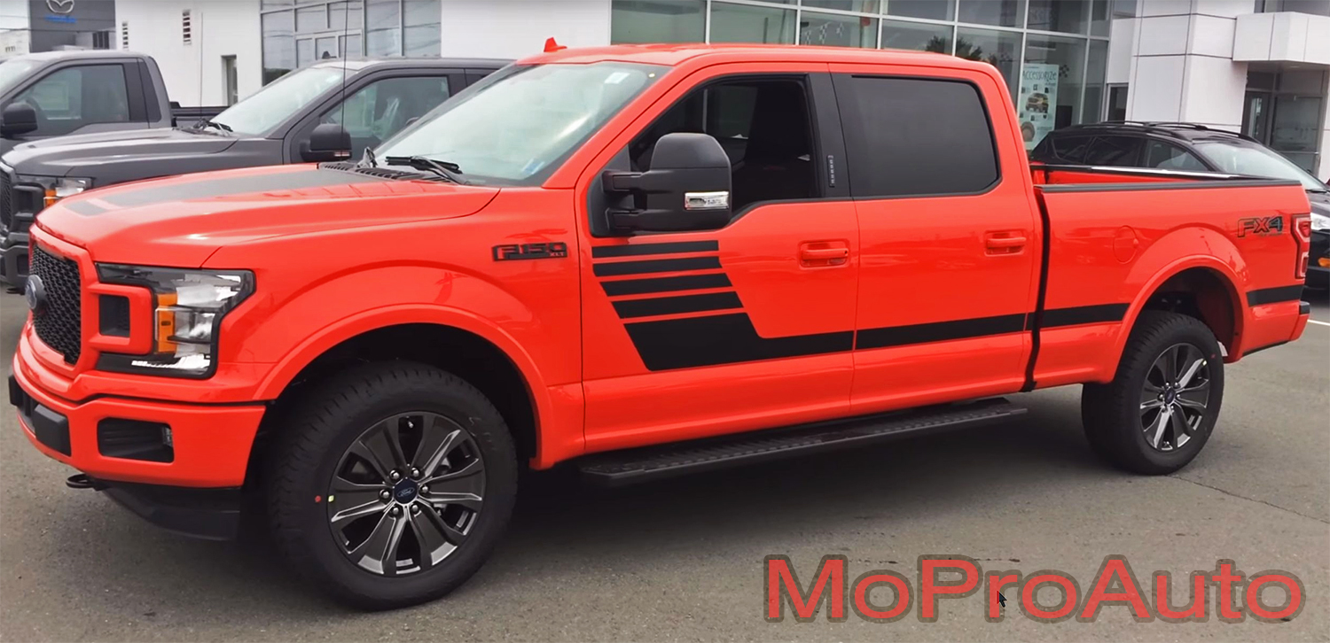 2015, 2016, 2017, 2018, 2019, 2020 LEAD FOOT STROBE Special Edition Ford F-Series F-150 Door Hockey Stick Appearance Package Vinyl Graphics and Decals Kit by MoProAuto Pro Design Series