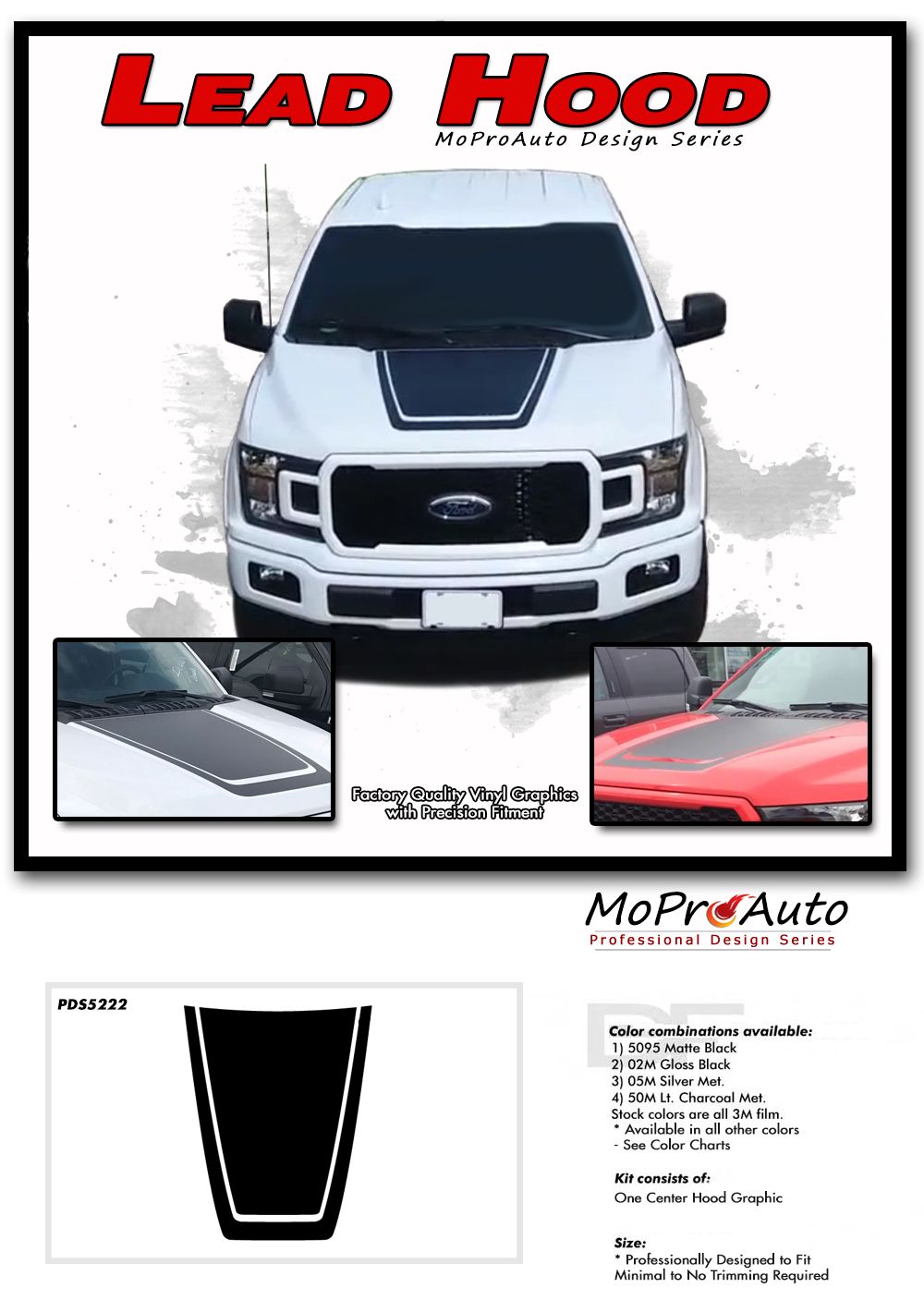 LEAD HOOD FORD F-SERIES F-150 - MoProAuto Pro Design Series Vinyl Graphics and Decals Kit