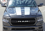 RAM RALLY Racing Stripes : 2019 2020 2021 2022 Dodge Ram Hood Racing Stripe Decal Vinyl Graphics Kit MoProAuto Pro Design Series