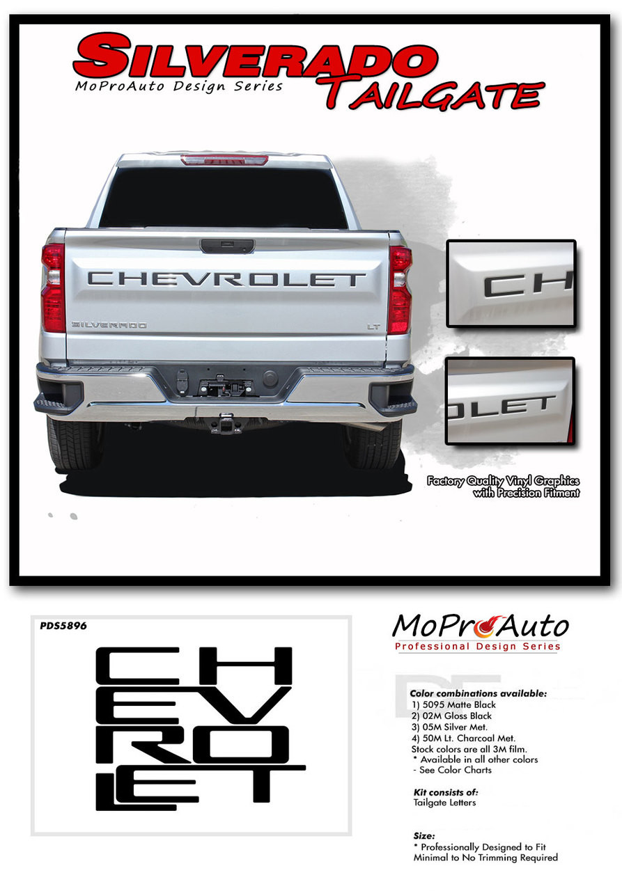 Details about 2019 2020 Chevy Silverado Tail Gate CHEVROLET TEXT Decals  Vinyl Graphic Kit