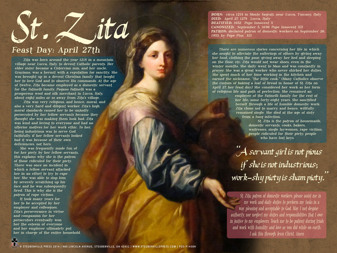 Saint Zita Explained Poster Steubenville Press