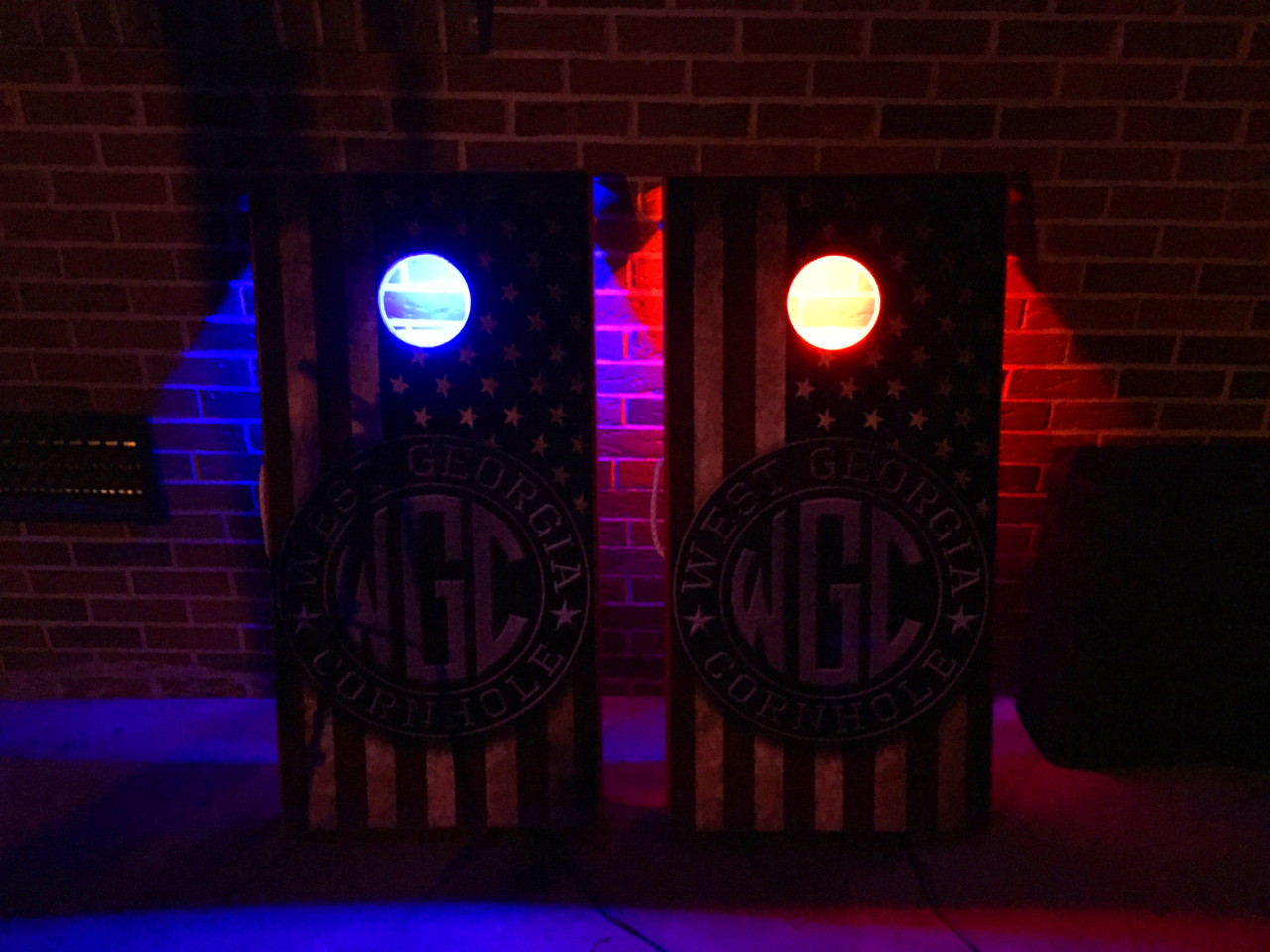 battery operated color changing led cornhole hole light set with