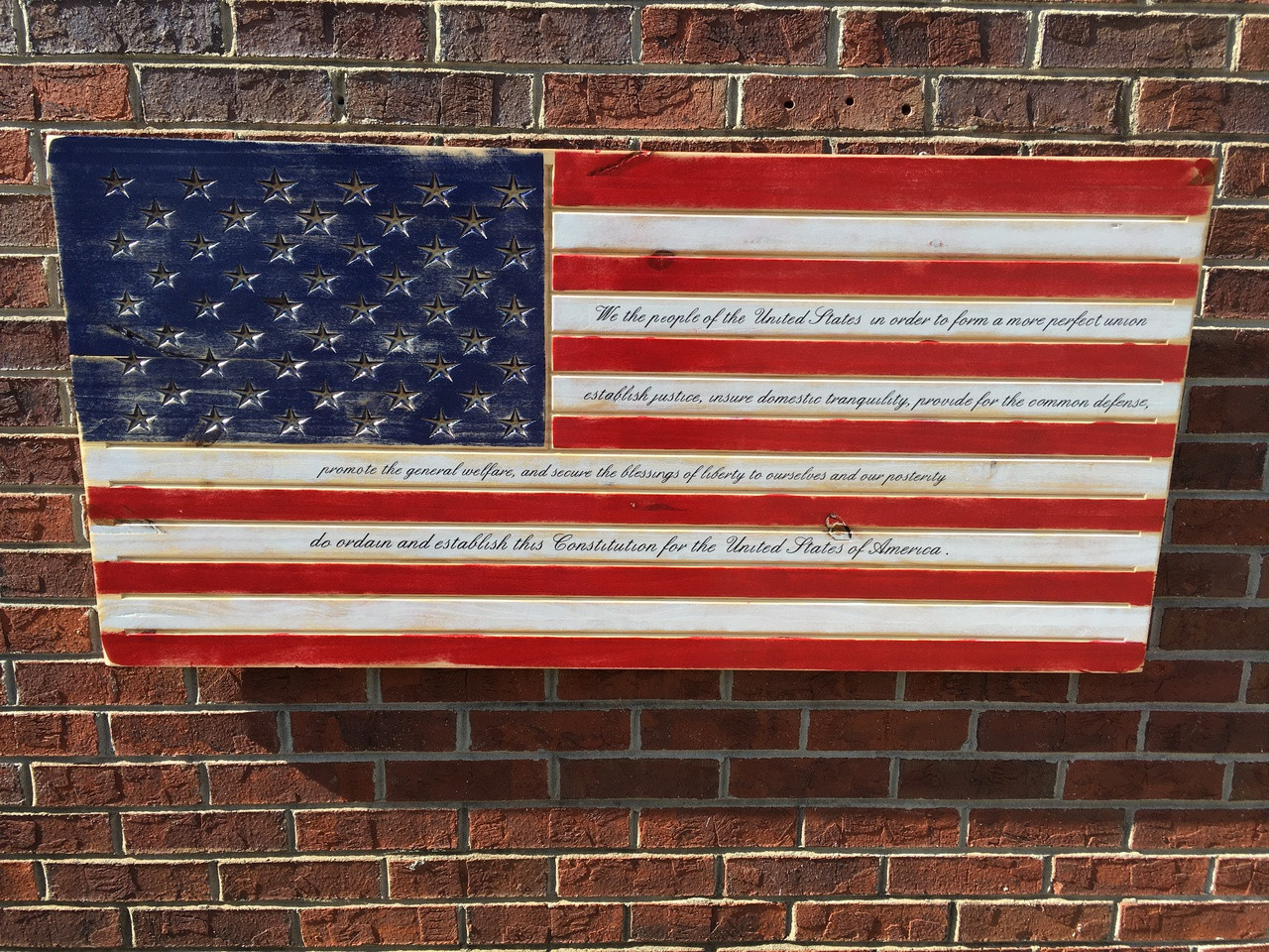 Preamble Engraved Wooden American Flag Preamble Engraved Wooden American Flag