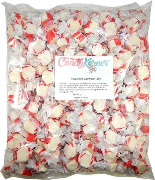 Salt Water Taffy Peppermint Flavored 5 Pound ( 80 OZ ) - CandyKorner