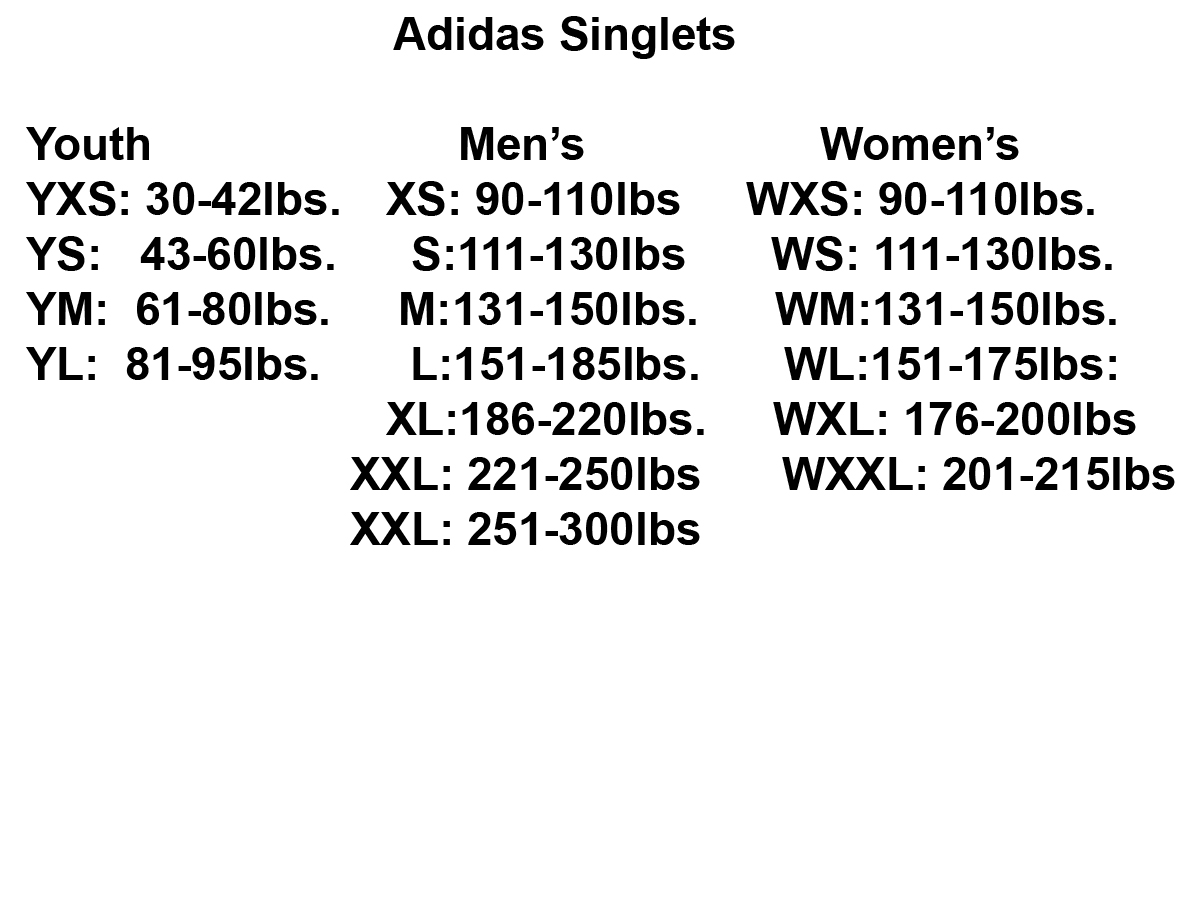 adidas singlet size chart