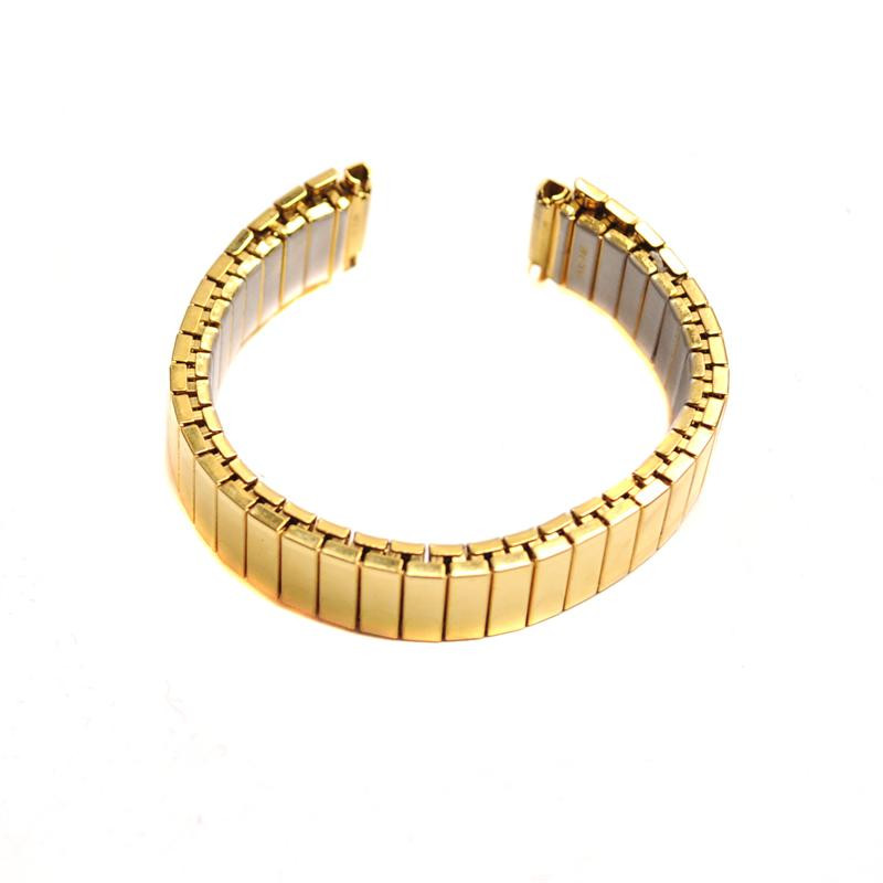 Ladies Tapered Watch Band Gold Tone Classic Expansion Style, Ends