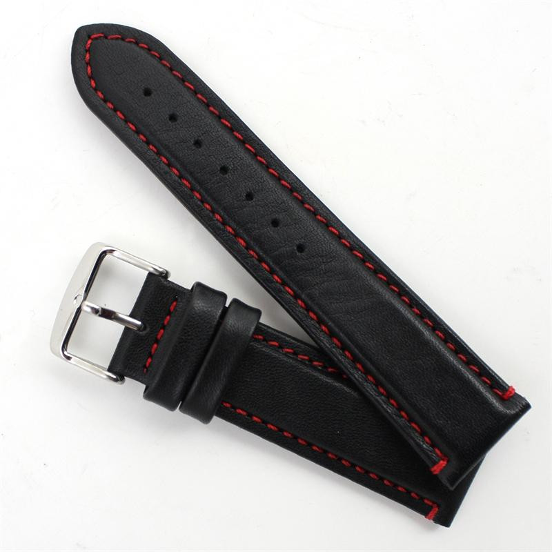22MM Waterproof Leather Watch Band Black
