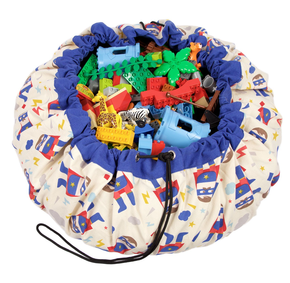 Play and Go Lego Toy Storage Bag in Superhero print Purple Turtle