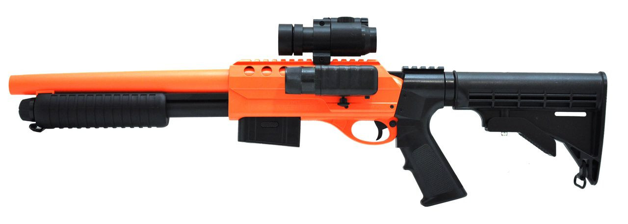 Double Eagle M47D2 UTG Tactical Shotgun in orange - bbguns4less