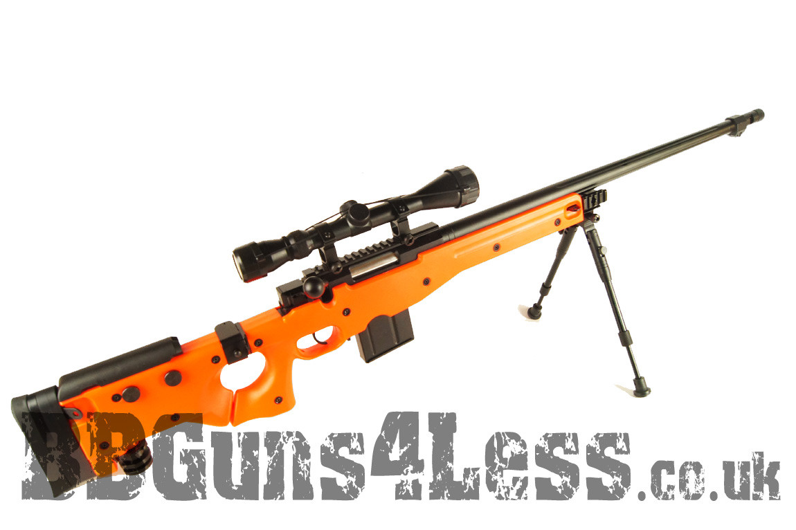 WELL MB4403D Style Airsoft Spring Sniper rifle in orange bbguns4less