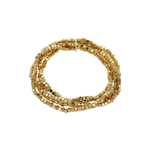 Gold Beaded Stretch Bracelet Set