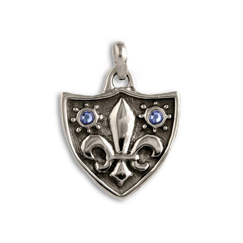 Fleur de Lys Pendant with Swarovski Crystals in Silver