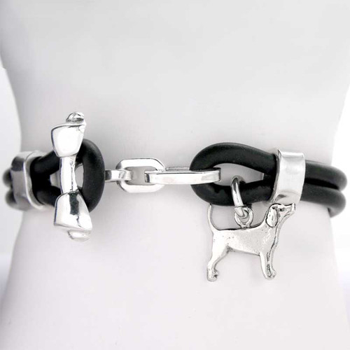 Rawhide Bone Toggle Rubber Bracelet