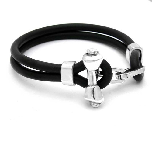 Bone Silver and Rubber Bracelet