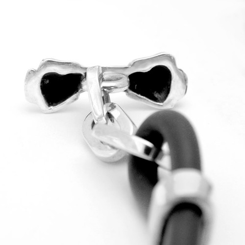 Bone Silver and Rubber Bracelet
