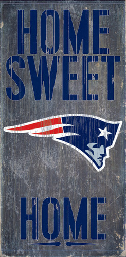 New England Patriots Wood Sign - Home Sweet Home 6"x12"